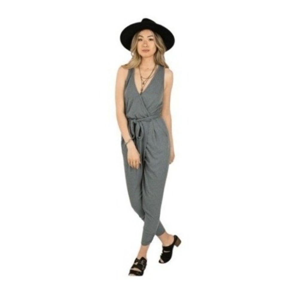 Mia Joy Joyfolie Brittany Jumpsuit Heather Gray Ribbed‎ Knit M